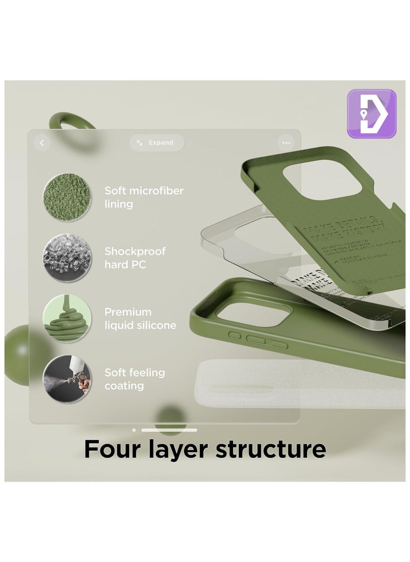 Delivus Iphone Silicone Case - Silky Soft Touch with Grade Drop Protection - Anti-Scratch Microfiber Lining - Shockproof Protective Phone Case Slim Thin Cover (Iphone 15 Pro, Green)  - Image 3