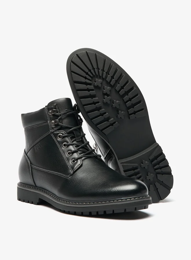 ال بي ال من شو اكسبرس Men's Textured Chukka Boots with Zip Closure