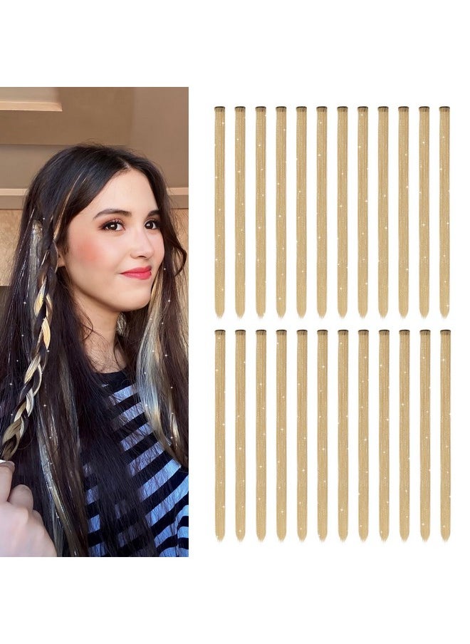Dreamlover 2In1 Clip In Tinsel Hair Extensions For Women Clip And Go Hair Extensions With Glitter Fairy Tinsels Sparkly Hair Accessories For Girls Honey Blonde 24 Pieces  - Image 1