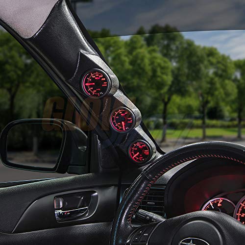 GLOWSHIFT حزمة عدادات جلو شيفت متوافقة مع سوبارو إمبريزا WRX STI 2008-2014 - 7 ألوان مظللة 30 PSI ضغط/فراغ، 100 PSI ضغط زيت ودرجة حرارة زيت - قاعدة ثلاثية عمودية سوداء - Image 2