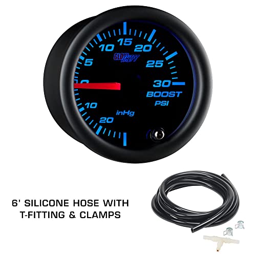 GLOWSHIFT حزمة عدادات جلو شيفت متوافقة مع سوبارو إمبريزا WRX STI 2008-2014 - 7 ألوان مظللة 30 PSI ضغط/فراغ، 100 PSI ضغط زيت ودرجة حرارة زيت - قاعدة ثلاثية عمودية سوداء - Image 3