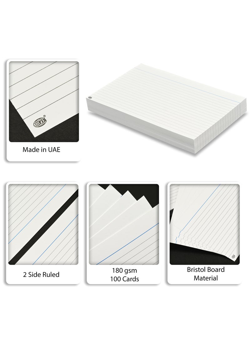 FIS® Ruled Record Cards or Index Cards, Size:8"x5" Inches (203x127mm), Two Sides Single Ruled, 180gsm, 100 Sheets Per Packet,Packet of 3 Pieces, White Color-FSIC85-180-3 - Image 5