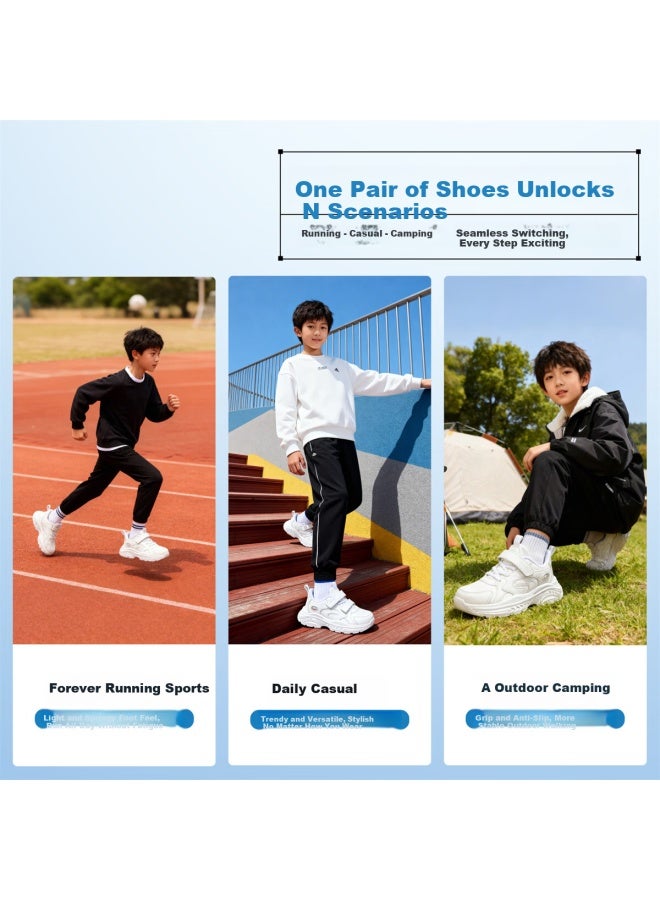 7-PE Qibohui Boys White Sports Shoes Girls White Breathable Mesh Spring New Children's Student Running Shoes - Image 4