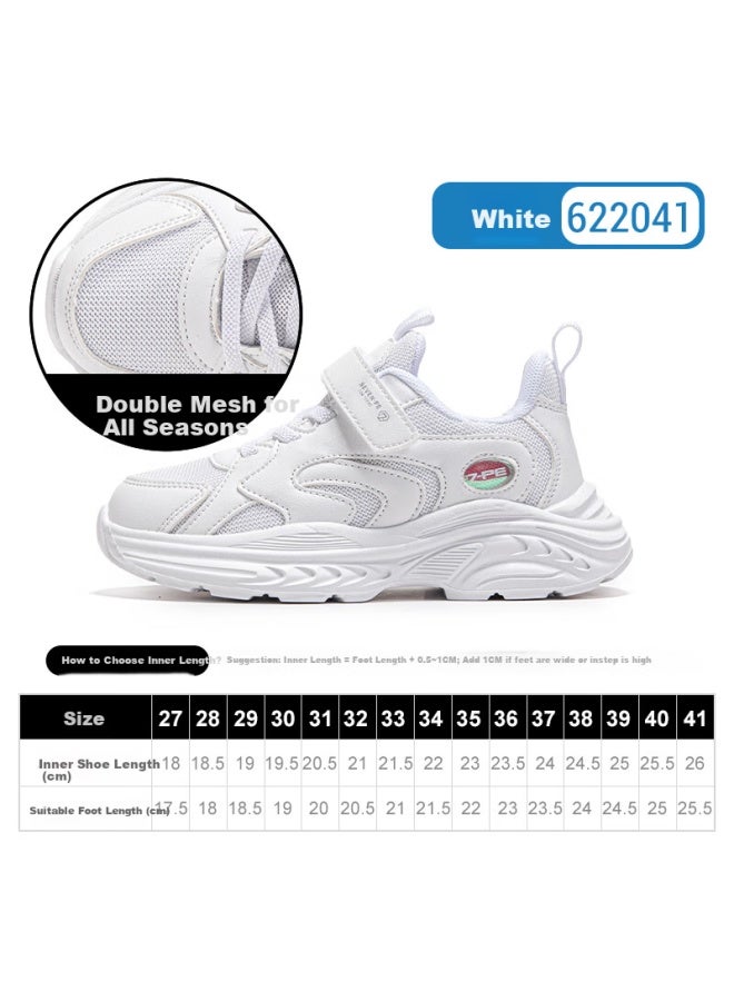 7-PE Qibohui Boys White Sports Shoes Girls White Breathable Mesh Spring New Children's Student Running Shoes - Image 5