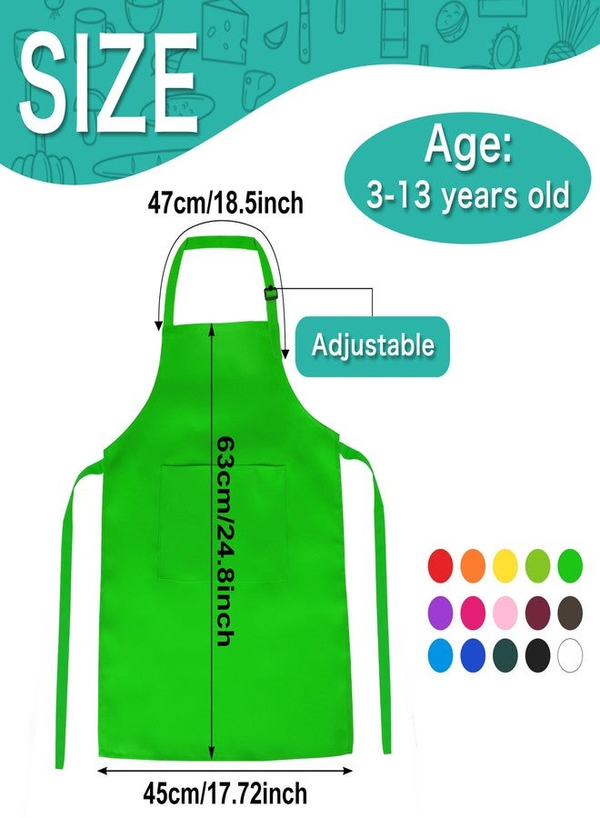 PLULON 18 Pcs Kids Apron Set Adjustable Children Art Aprons Bulk with 2 Pockets Artist Apron for Baking Painting Cooking Activity, Multicolor - Image 2