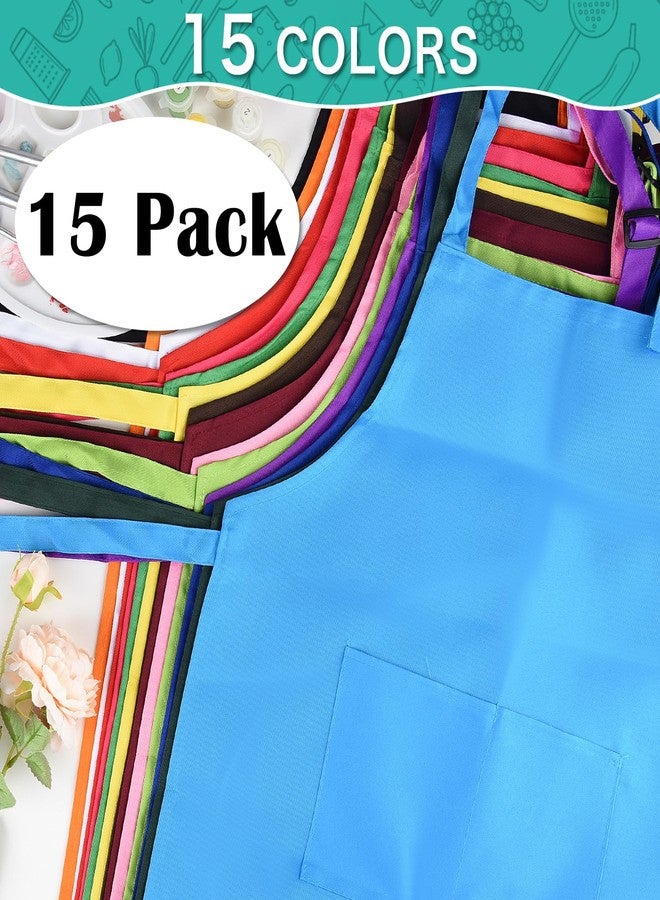 PLULON 18 Pcs Kids Apron Set Adjustable Children Art Aprons Bulk with 2 Pockets Artist Apron for Baking Painting Cooking Activity, Multicolor - Image 5
