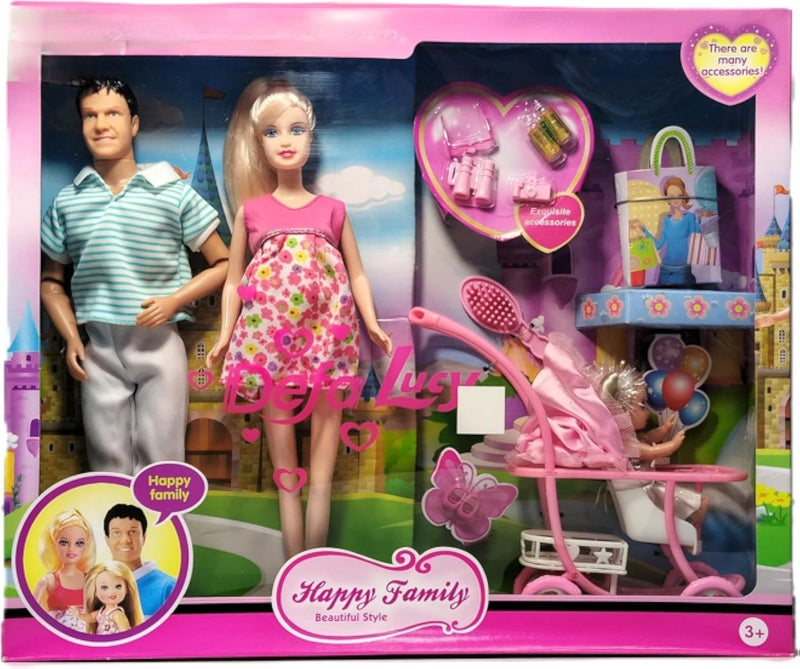 كيوت ملحقات دمية متعددة مع عربة أطفال +3 سنوات