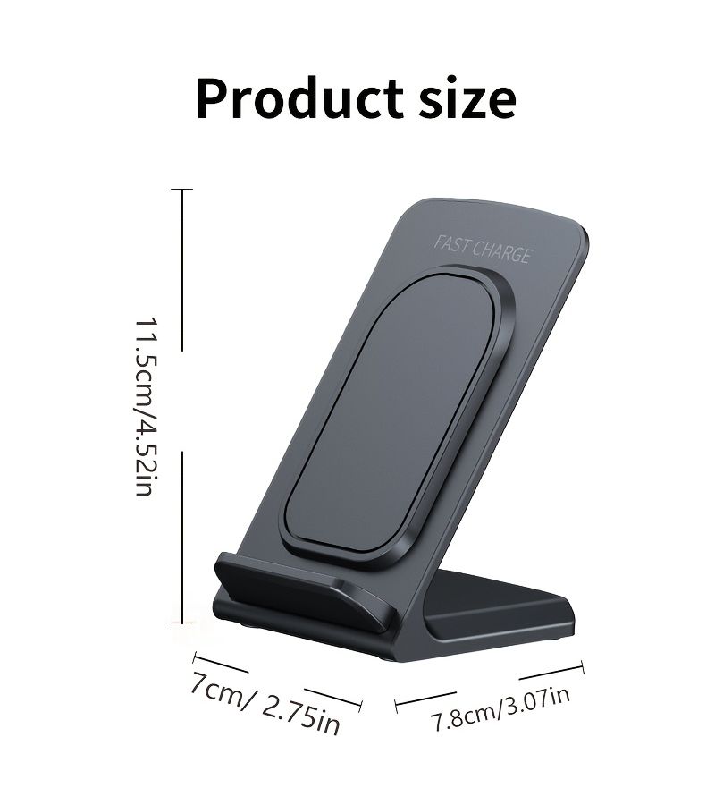 Black 15W Fast Dual Coil Wireless Charging Station for iPhone Samsung Galaxy S24 S23 S22 S21 - Image 2