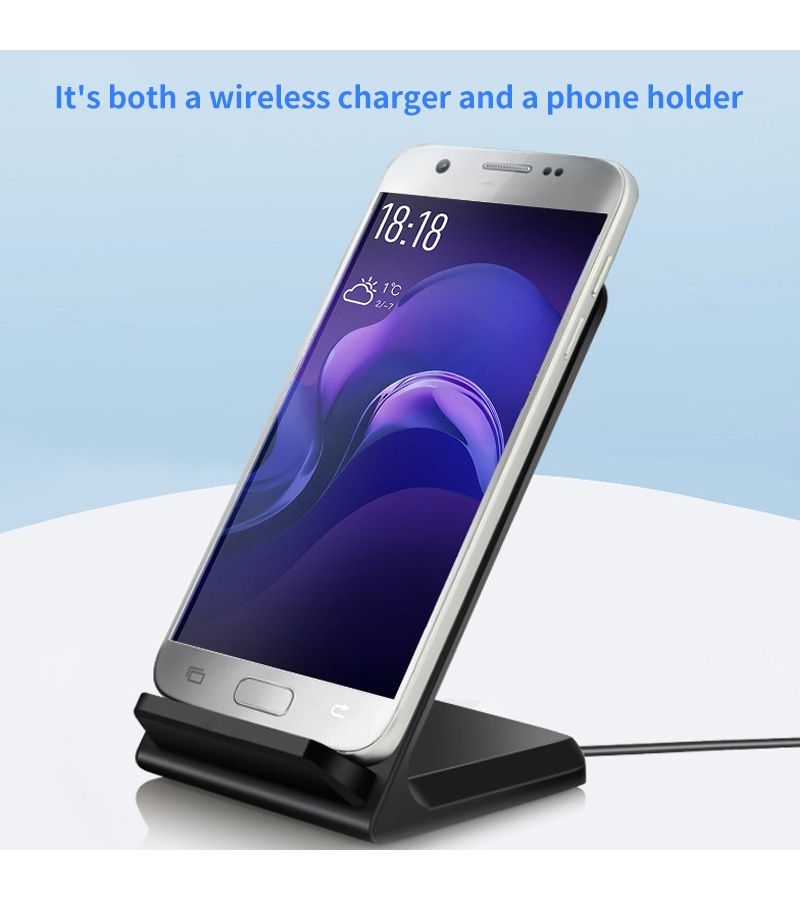 Black 15W Fast Dual Coil Wireless Charging Station for iPhone Samsung Galaxy S24 S23 S22 S21 - Image 4