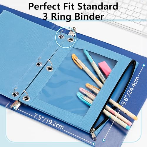 Forvencer Pencil Pouch for 3 Ring Binder, Clear Window Pencil Case with Smooth Zipper, Big Capacity 3 Ring Binder Pencil Bag with 3 Reinforced Grommets, Bright Red - Image 2