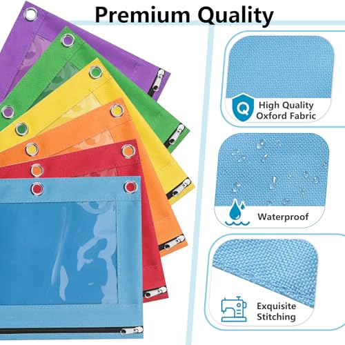 Forvencer Pencil Pouch for 3 Ring Binder, Clear Window Pencil Case with Smooth Zipper, Big Capacity 3 Ring Binder Pencil Bag with 3 Reinforced Grommets, Bright Red - Image 3