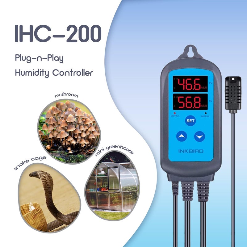 INKBIRD IHC-200 Dual Relays Digital Humidity Controller Humidistat for Humidifier Dehumidifier EU Plug - Image 4