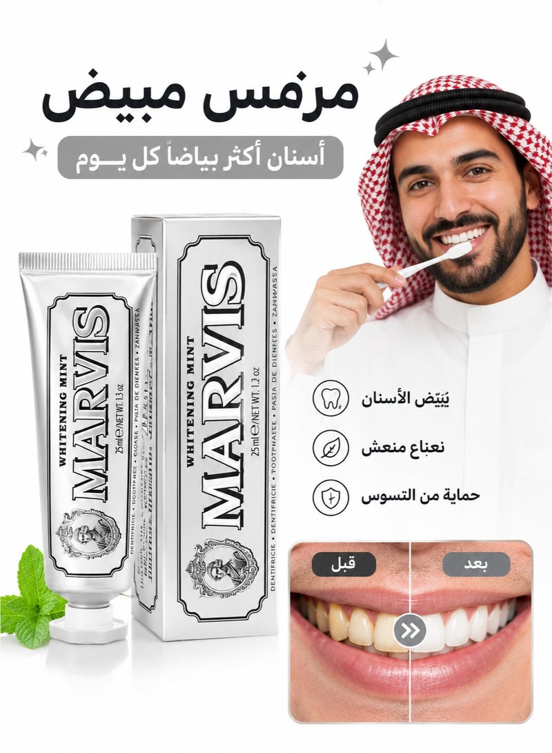 Marvis Whitening Mint Fluoride Toothpaste 25ml - Image 1