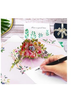 Excefore Pop Up Greeting Cards with Envelope, Rose Flower Greeting Card, Paper Love Flower Bouquet Pop Up Card, Suitable for Birthday, Anniversary, Valentines Day, Mother's Day, Any Occasion  - Image 5