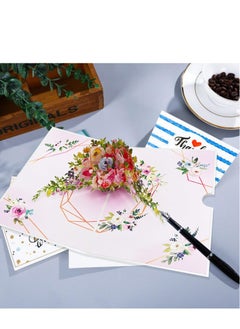 Excefore Pop Up Greeting Cards with Envelope, Rose Flower Greeting Card, Paper Love Flower Bouquet Pop Up Card, Suitable for Birthday, Anniversary, Valentines Day, Mother's Day, Any Occasion  - Image 2