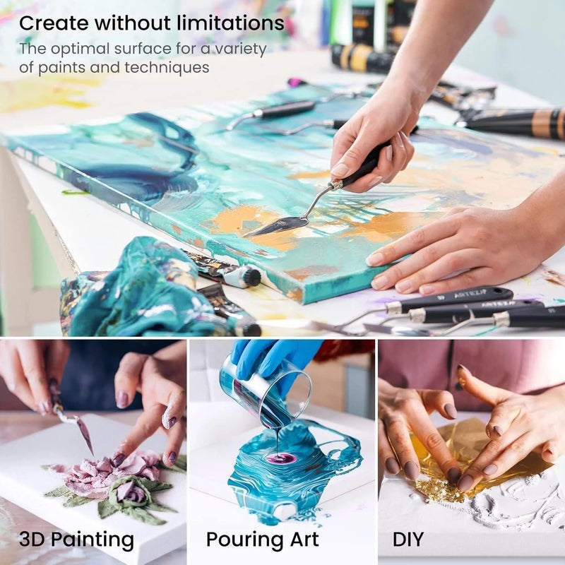 ARS Blank Canvas 50 x 95 cm White - this premium-quality canvas 100% Cotton Artist Canvas Boards For Painting, Acrylic Pouring, Oil Paint Dry & Wet Art Media - Image 4