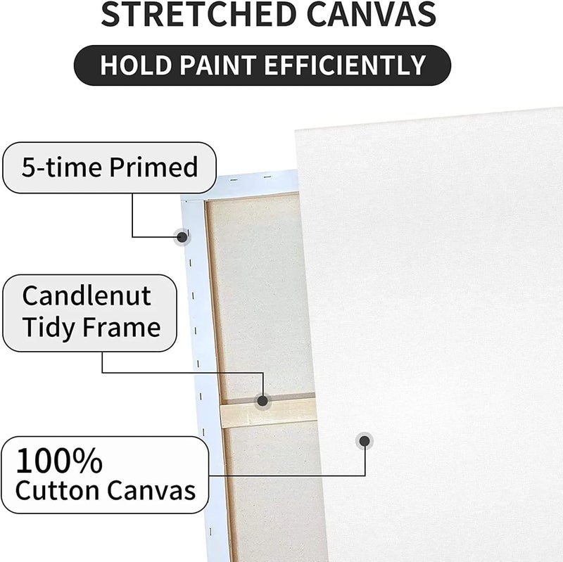 ARS Blank Canvas 50 x 95 cm White - this premium-quality canvas 100% Cotton Artist Canvas Boards For Painting, Acrylic Pouring, Oil Paint Dry & Wet Art Media - Image 5