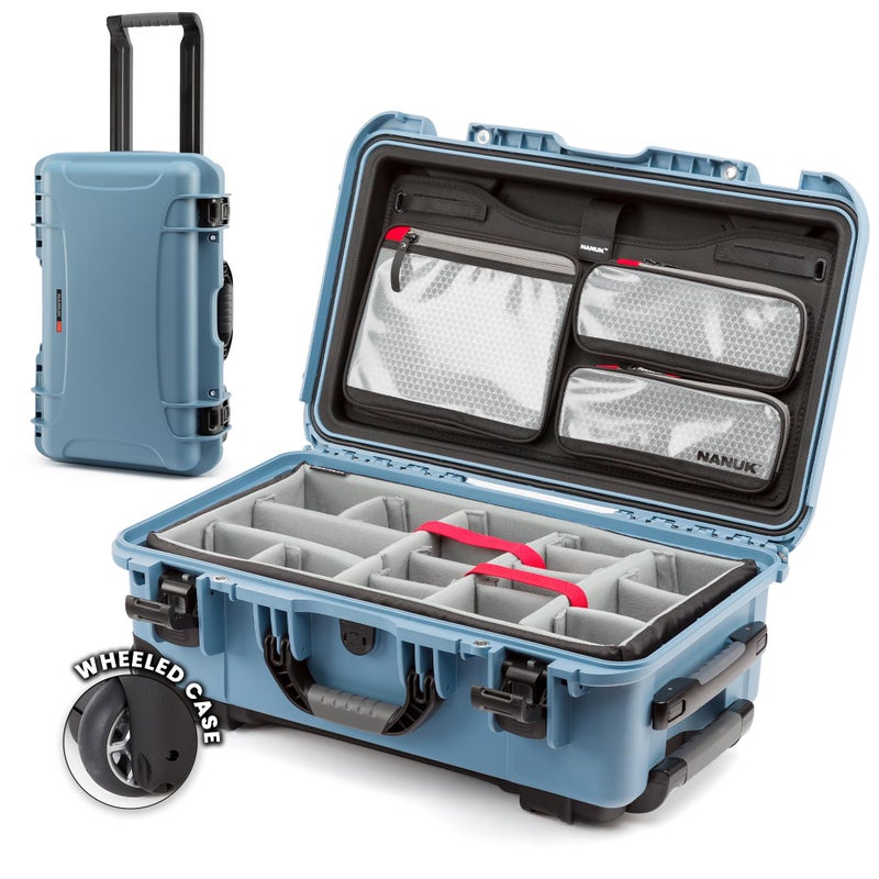 NANUK 935 Hard Case with Padded Divider Waterproof Equipment Case with Wheels 22 x 14 x 9 Dustproof and Impact Resistant Airline CarryOn Approved Cyan - Image 2