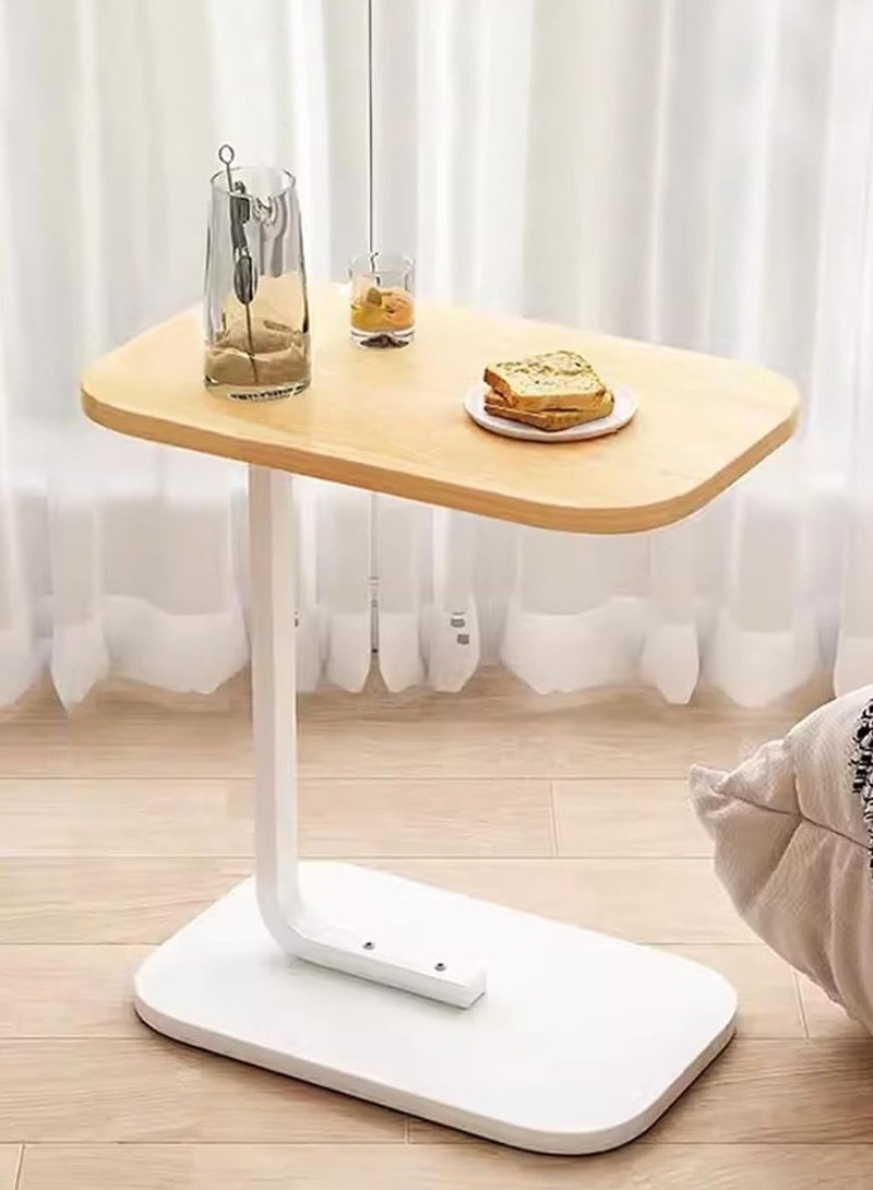 JOMILA Adjustable C Shaped Bed Table Sofa Side Table Laptop Workstation Metal Frame Easy Assembly Oval Bedside Table for Bedroom Living Room Home Office  - Image 1