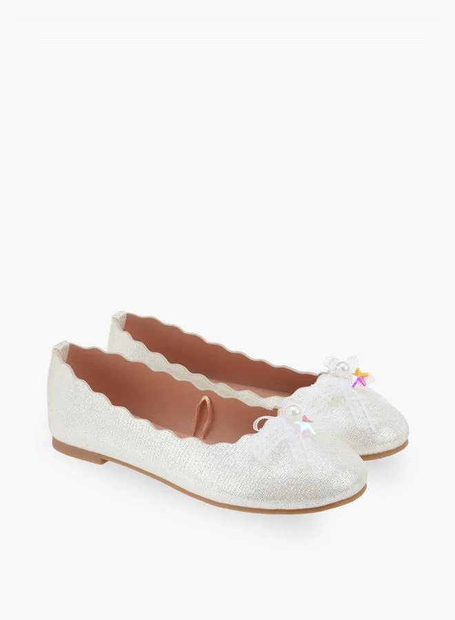 ليتل ميسي Girls Textured Ballerina Shoes