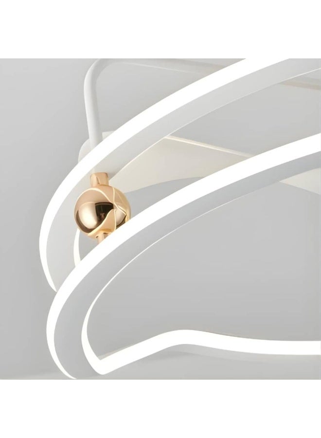 ACCEPT Modern Ceiling Fan with Integrated LED Chandelier, 3 Light Colors, 6 Speeds with Remote Control, 60cm - White. - Image 4