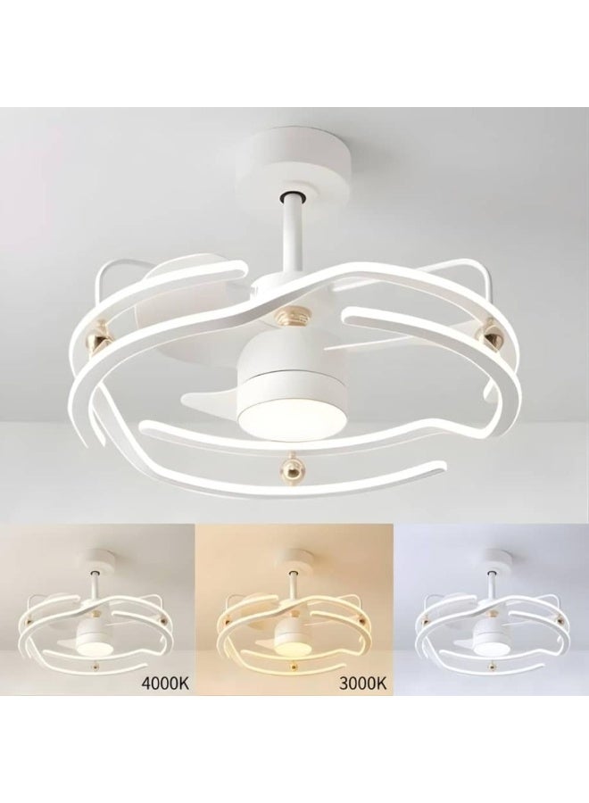 ACCEPT Modern Ceiling Fan with Integrated LED Chandelier, 3 Light Colors, 6 Speeds with Remote Control, 60cm - White. - Image 2