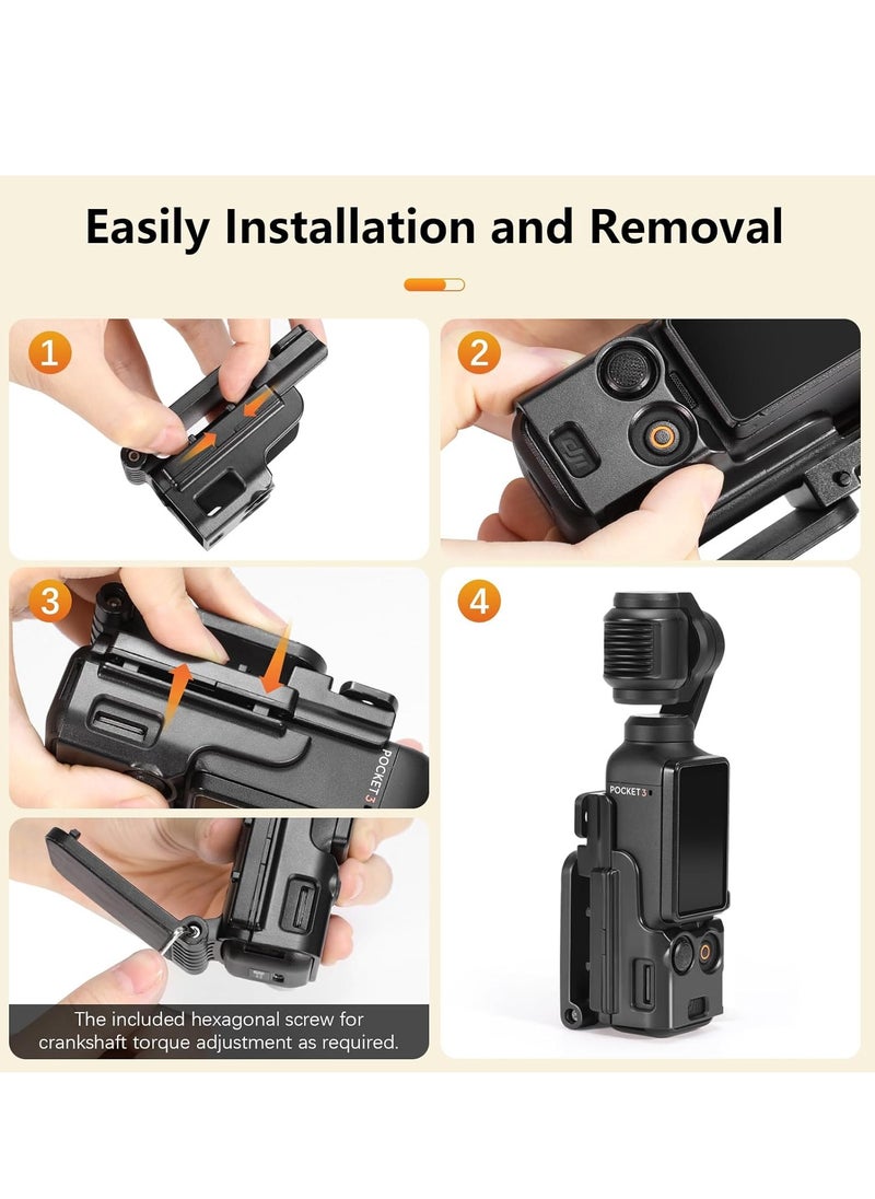 AMAZEAR - Magnetic Mount Stand Compatible with DJI Osmo Pocket 3, Upgraded Pocket3 Accessories Adapter Clamp Magnet Suction Case Holder on Desktop, Vertical Surface, 180° Adjustable Handle, WITH 2 Lens Protector + 2 LCD Screen Protector - Image 1