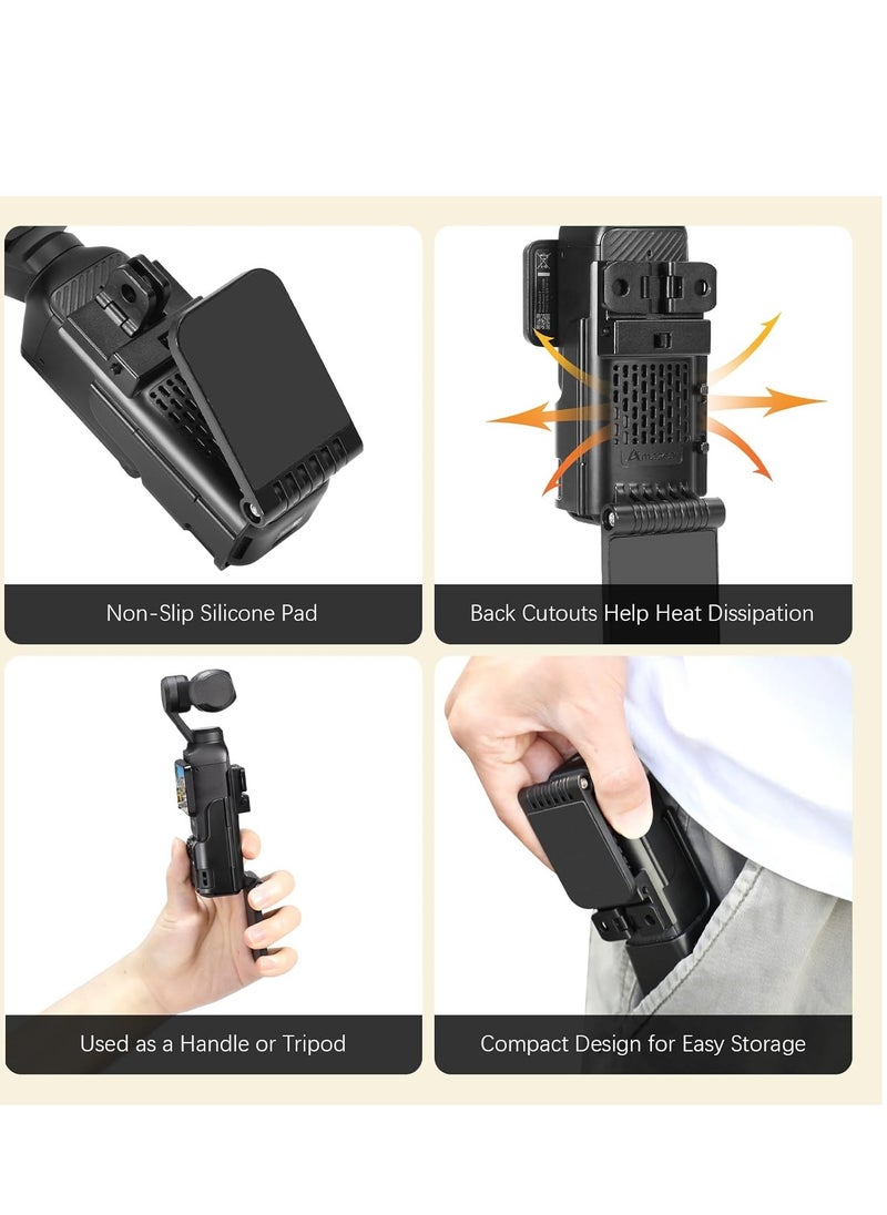 AMAZEAR - Magnetic Mount Stand Compatible with DJI Osmo Pocket 3, Upgraded Pocket3 Accessories Adapter Clamp Magnet Suction Case Holder on Desktop, Vertical Surface, 180° Adjustable Handle, WITH 2 Lens Protector + 2 LCD Screen Protector - Image 1