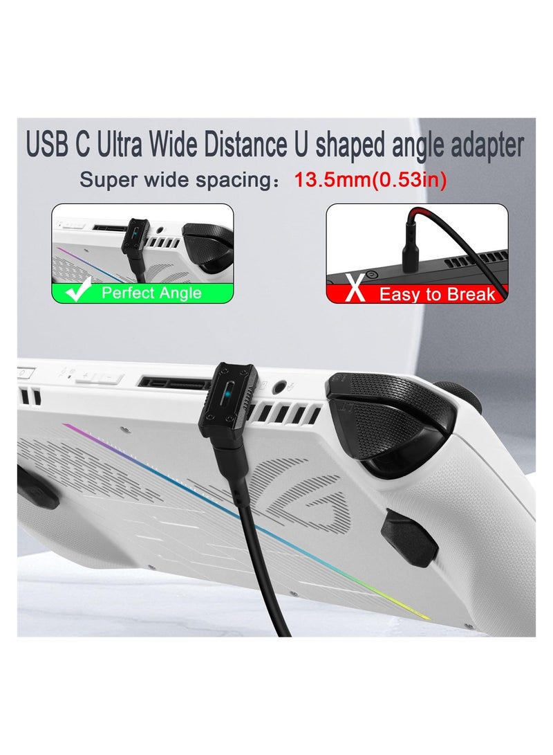 180 Degree Angle USB C Adapter, U Shape USB C Male to USB C Female PD 100W Extender Connector for ROG Ally Steam Deck Phone Tablet, Support 4k@60HZ HD Audio/Video (2 Pack) - Image 2