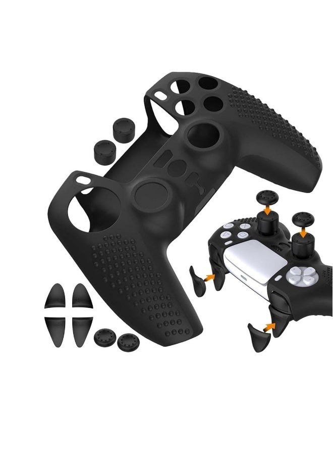 PS5 Edge Controller Silicone Case, Non-slip Silicone Protective Cover+Rocker Cap+Trigger Key for PS5 Edge Controller Cover (Black) - Image 3