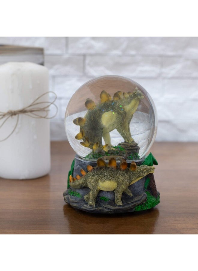 Elanze Designs Elanze Designs Stegosaurus Dinosaur Friends Tabletop Figurine Fossil Bone Paleontologist 100MM Sturdy Glitter Water Musical Dinosaur Snow Globe Plays Tune Born Free  - Image 2