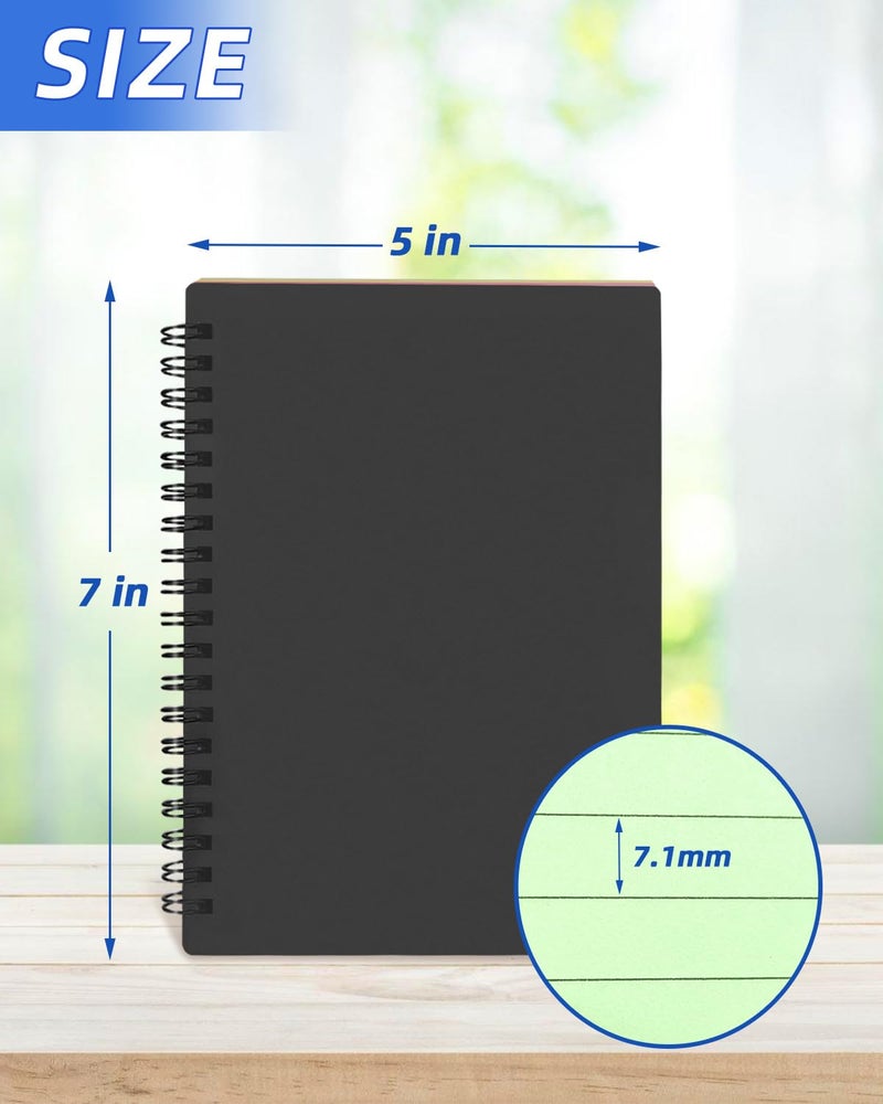 Dynta Colored Paper Spiral Notebook 6 Packs 5x7 Inches Small Journals College Ruled Durable Cover Thick Paper for School or Office, 102 Sheets/204 Pages for Students Women - Image 2