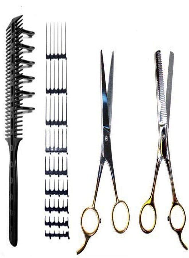 كومبال أداة قص الشعر CombPal Scissor Clipper Over Comb - مجموعة أدوات قص الشعر للحلاق - مجموعة أمشاط توجيه قص الشعر المنزلية (عبوة كبيرة الحجم، أسود) - Image 1