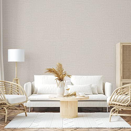 TANONE Contact Paper Peel and Stick (15.8 in X 394 in), Grasscloth Wallpaper Self Adhesive Removable Wallpaper, Fabric Linen Thickened Wall Paper Decorative for Wall Cabinets Drawers Kitchen - Image 2