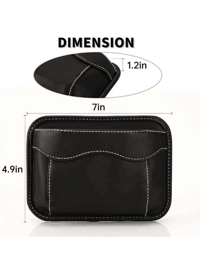 OIMG Car Seat Side PU Leather Mini Pocket Organizer Storage Bag Pen Phone Holder Tray Pouch Vehicle Seat Gap Filler Accessories For Car Seat Door Window Console(Black)  - Image 4