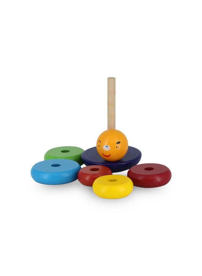Rahalife Rainbow Tower Tumbler Wood Ring Educational Toys Early Learning Children Stacking Circles 0-1-3 Years Development Intelligence Exercise Hand-eye Coordination Recognition Colors kids Toy  - Image 3