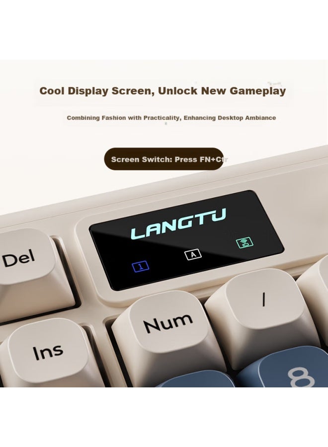 LANGTU لانغتو (لانغتو) L15 لوحة مفاتيح صامتة رمادية عتيقة 98 مفتاح سلكية/لاسلكية/بلوتوث ثلاثية الوضع مع هيكل جازكيت وإضاءة RGB - Image 3