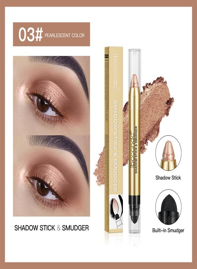 ibcccndc قلم ظلال العيون برأسين، قلم ظلال العيون بلون الأرض، حافظ على مكياج العيون اللامع رقم 03 - Image 1