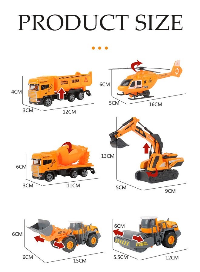 DUNISO Small Construction Toys, 6Pcs Construction Vehicles Trucks Kids Birthday Gifts Play Vehicle Toy Mini Car Toys Set Die Cast Engineering Excavator Digger Push Trucks Birthday Cake Toppers Car - Image 4