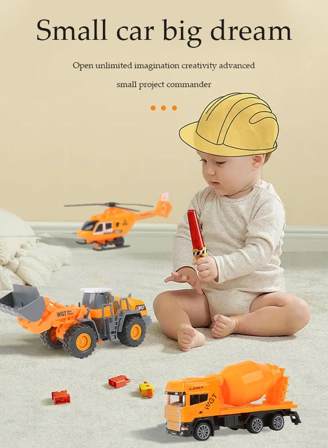 DUNISO Small Construction Toys, 6Pcs Construction Vehicles Trucks Kids Birthday Gifts Play Vehicle Toy Mini Car Toys Set Die Cast Engineering Excavator Digger Push Trucks Birthday Cake Toppers Car - Image 3