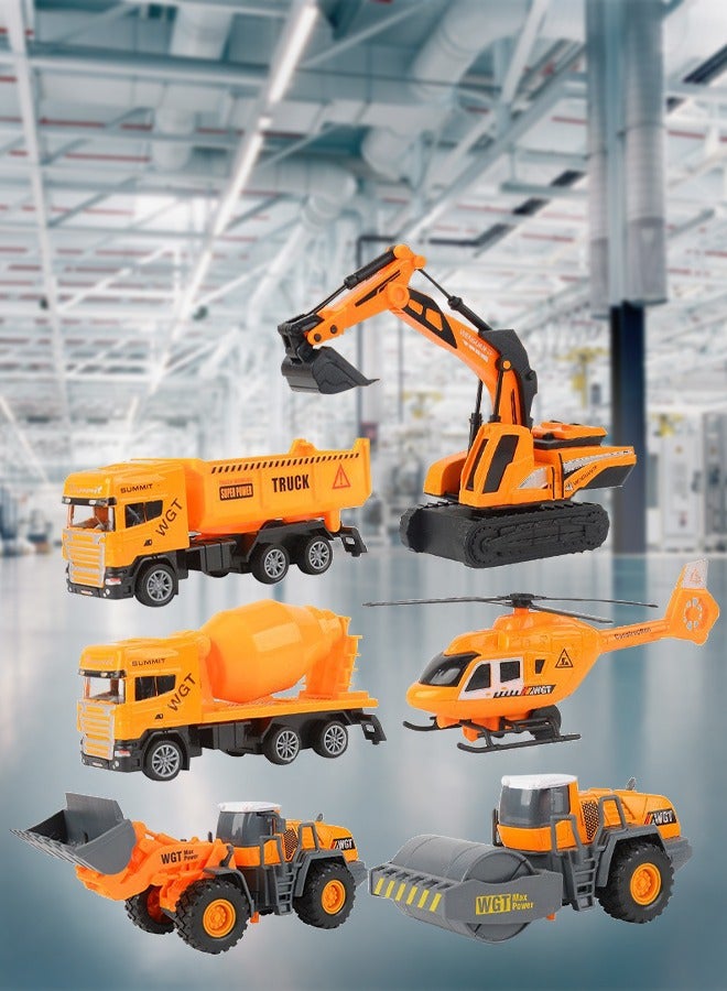 DUNISO Small Construction Toys, 6Pcs Construction Vehicles Trucks Kids Birthday Gifts Play Vehicle Toy Mini Car Toys Set Die Cast Engineering Excavator Digger Push Trucks Birthday Cake Toppers Car - Image 5