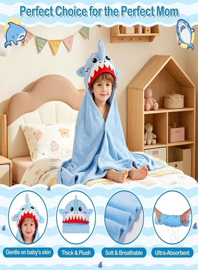 OFUSUY 6 PCS Toddler Towels Set for Boy Girl 0-5 Year, 2 PCS Thick Hooded Baby Bath Towels for Kids Large 55" x 27.5" & 4 PCS Washcloths, Soft Toddler Newborn Bath Essentials Gifts, Dinosaur & Elephant - Image 4