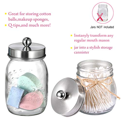 Komashr Mason Jar Bathroom Accessories Set(4pcs)- Jars Not Included - Foaming Soap Dispenser,Toothbrush Holder, and Apothecary Storage Jars Lids -Rustic Farmhouse Decor,Brushed Nickel - Image 5