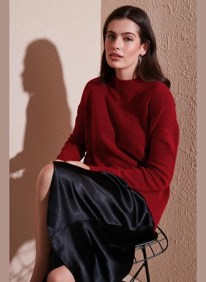 Lela Lela Casual Cut Slit Detail Crew Neck Sweater Women's SWEATER 4616142Y