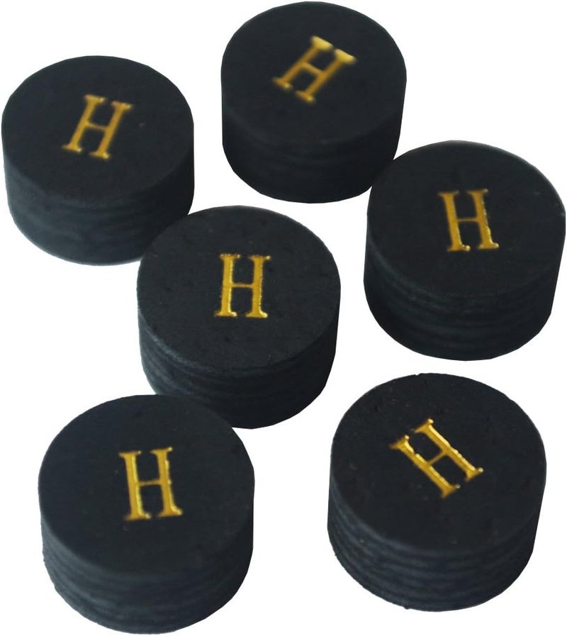 6pcs 14mm Black Multiple Layer Pigskin Pool Cue Tips H M S
