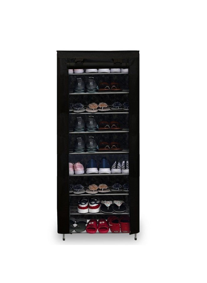 SANAMSTORE® Multipurpose Rustproof Shoe Rack Metal, Foldable Wide Storage Rack for Shoes, Toys, Easy to Move & Assemble (9 Shelves)(Black), Cm - Image 1