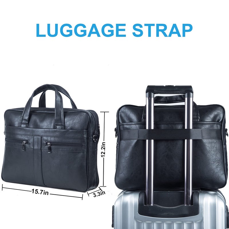 seyfocnia Men's Leather Messenger Bag, 15.6 Inches Laptop Briefcase Business Satchel Computer Handbag Shoulder Bag for Men-Black - Image 5