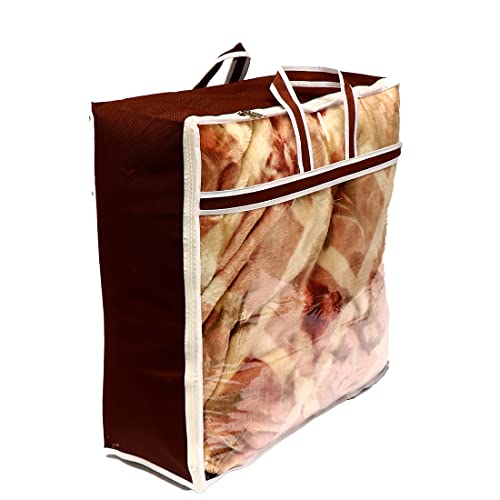 AARON INC Presents Non Woven Blanket Storage Bag With Front Handle Large Transparent Clear Window Large Size Storage Bag Cover Under Bed Storage (Brown Pack of 4) - Image 5