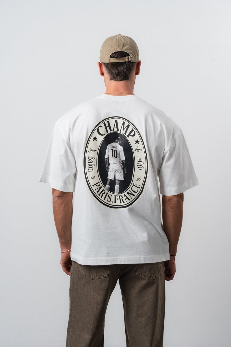 RESPIRE Men's Zidane Printed Oversize T-Shirt, Ecru - Image 2