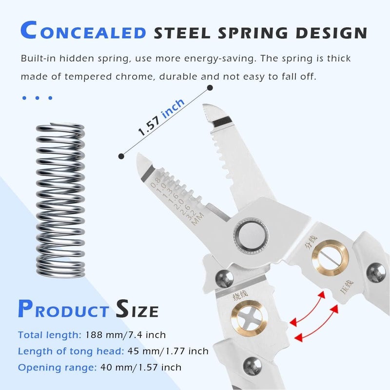 UPTODATETOOLS UPTODATETOOLS Special Wire Stripper for Electrician 6 in 1 Multifunction Wire Pliers Tool for Electric Cable Stripping Cutting Cable Stripper and Crimping  - Image 3
